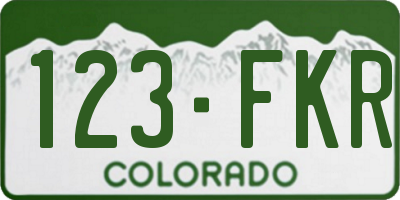 CO license plate 123FKR