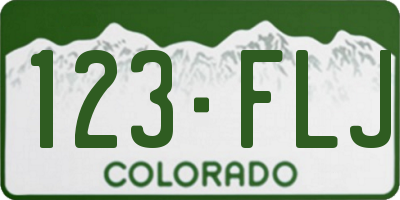 CO license plate 123FLJ