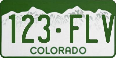 CO license plate 123FLV