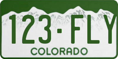CO license plate 123FLY
