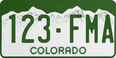 CO license plate 123FMA