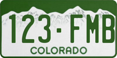 CO license plate 123FMB