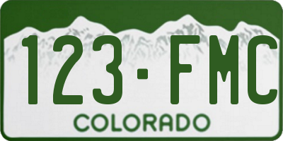 CO license plate 123FMC