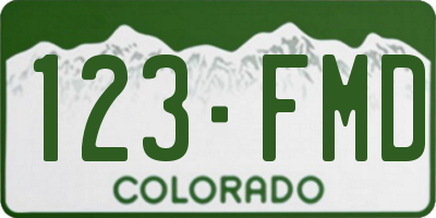 CO license plate 123FMD