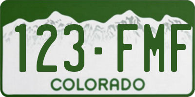 CO license plate 123FMF