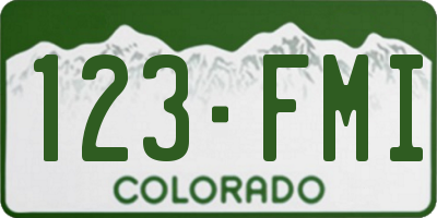 CO license plate 123FMI