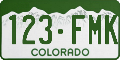 CO license plate 123FMK
