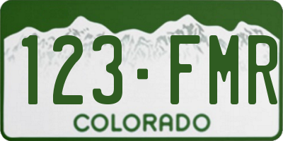 CO license plate 123FMR