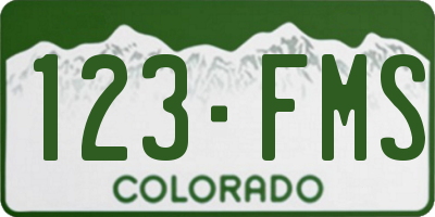 CO license plate 123FMS