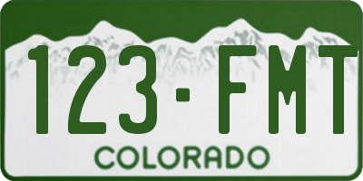 CO license plate 123FMT