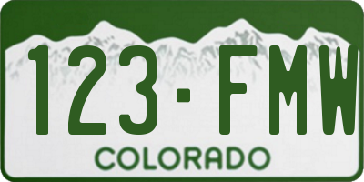 CO license plate 123FMW