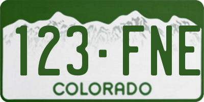 CO license plate 123FNE