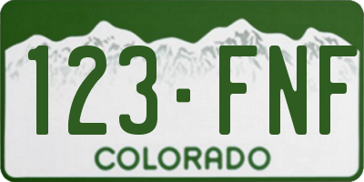 CO license plate 123FNF