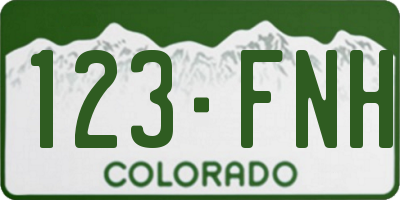 CO license plate 123FNH