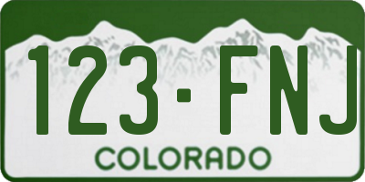 CO license plate 123FNJ