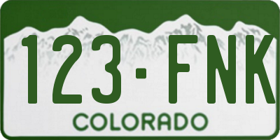 CO license plate 123FNK