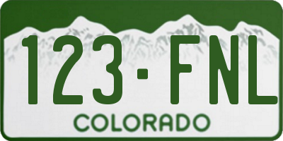 CO license plate 123FNL