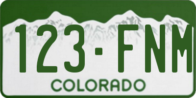 CO license plate 123FNM