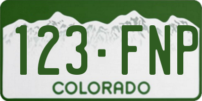CO license plate 123FNP