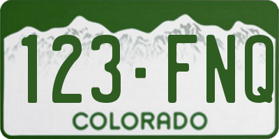 CO license plate 123FNQ
