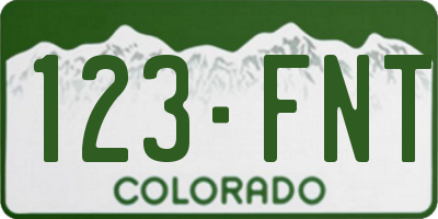 CO license plate 123FNT