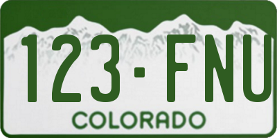 CO license plate 123FNU