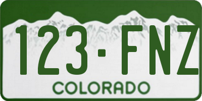 CO license plate 123FNZ