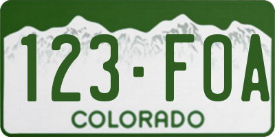CO license plate 123FOA