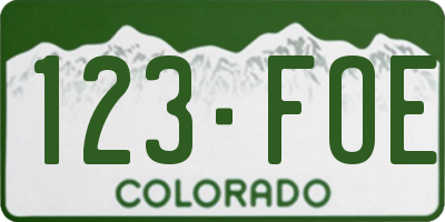 CO license plate 123FOE