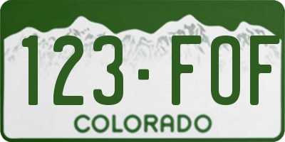 CO license plate 123FOF