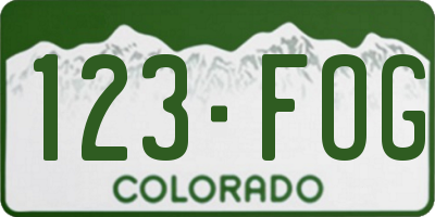 CO license plate 123FOG