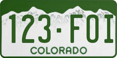 CO license plate 123FOI