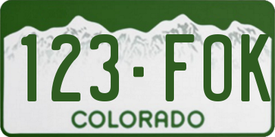 CO license plate 123FOK