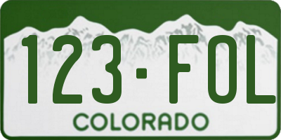 CO license plate 123FOL