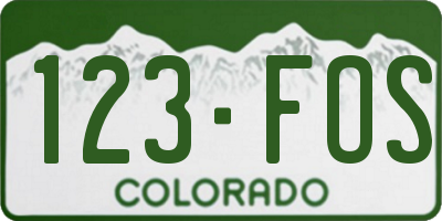 CO license plate 123FOS