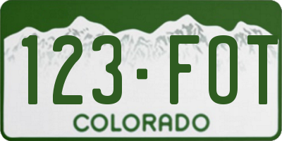 CO license plate 123FOT