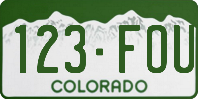 CO license plate 123FOU