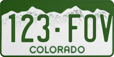 CO license plate 123FOV