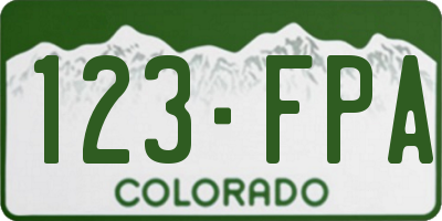 CO license plate 123FPA