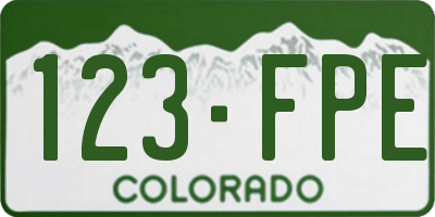 CO license plate 123FPE