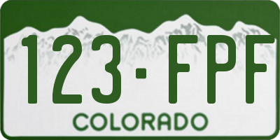 CO license plate 123FPF