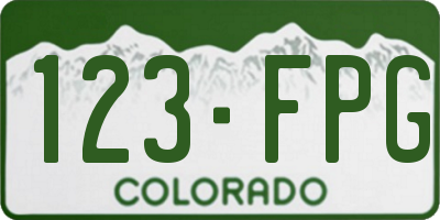 CO license plate 123FPG