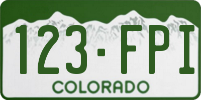 CO license plate 123FPI