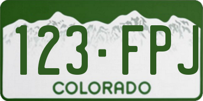 CO license plate 123FPJ