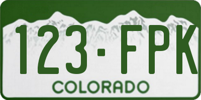 CO license plate 123FPK