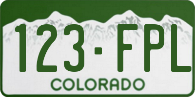 CO license plate 123FPL