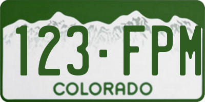 CO license plate 123FPM