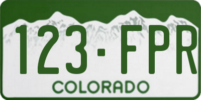 CO license plate 123FPR
