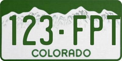 CO license plate 123FPT