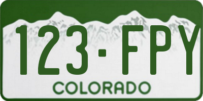 CO license plate 123FPY